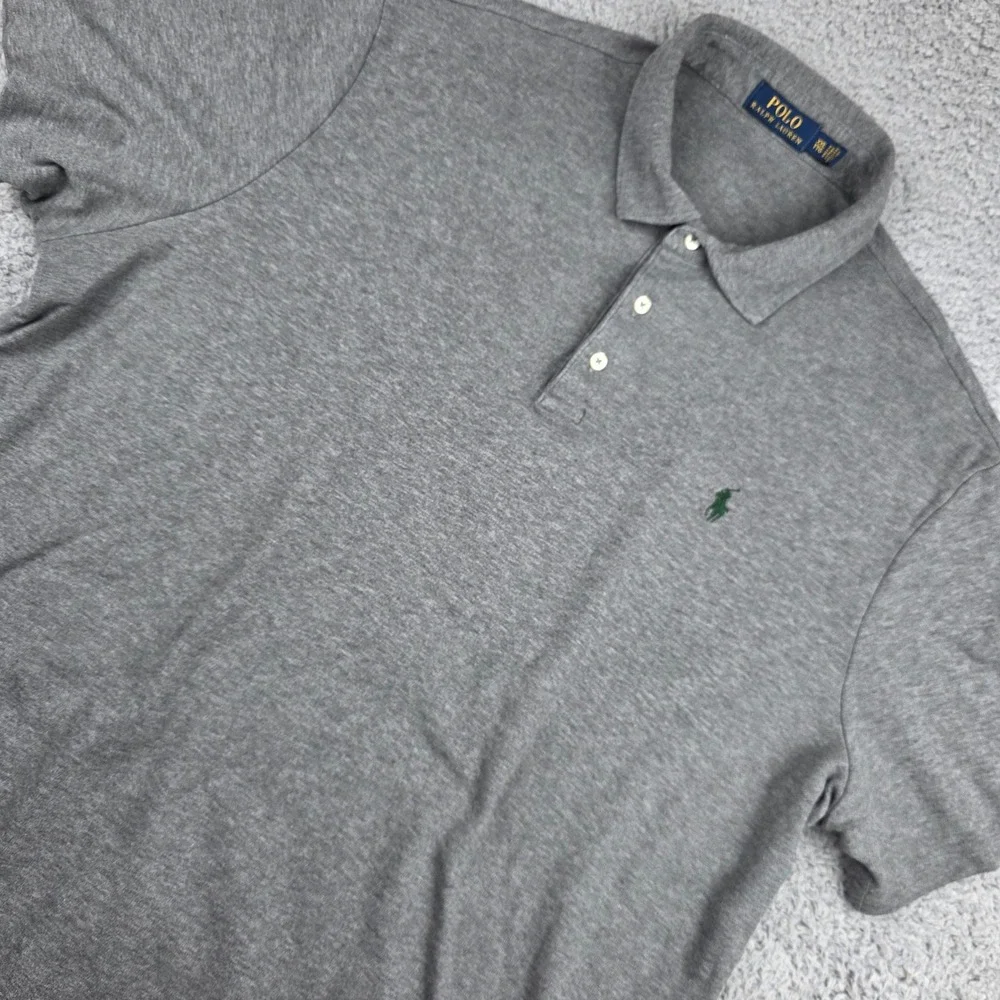 Polo Ralph Lauren Soft Shirt‎ Mens XXL Gray Short Sleeve Cotton Green Pony Logo